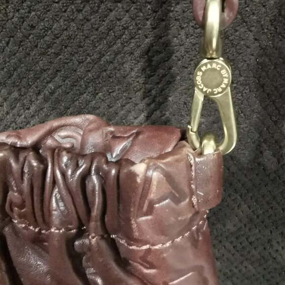 Burgundy/Gold Embossed Lamb Leather Crossbody EUC # 231 - Picture 6 of 14